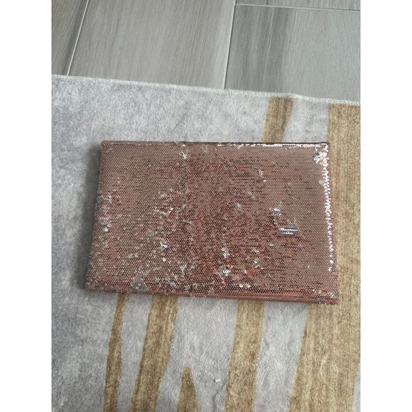 BCBGMAXAZRIA Rose Gold Silver Reversible Sequin Clutch Handbag - Picture 9 of 12